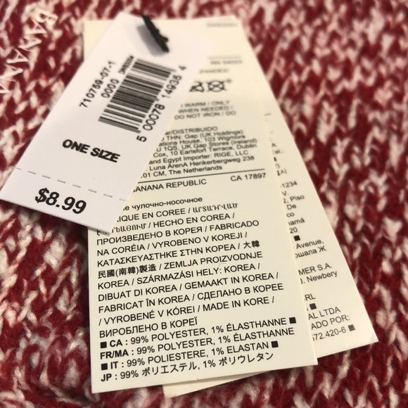 Banana Republic Red & White Women's Trouser Socks soft warm cozy Xmas 2 pair OS - Picture 4 of 7